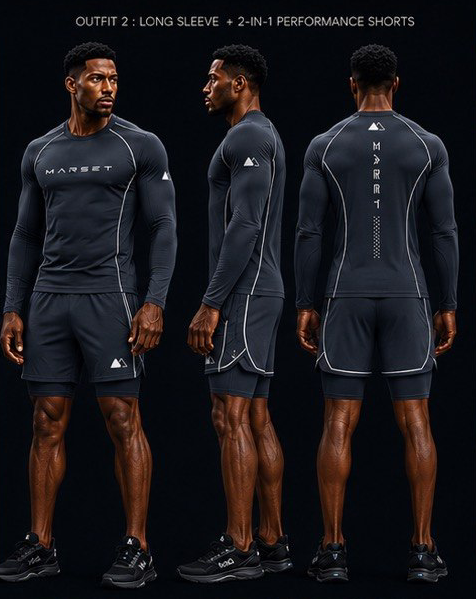 Longsleeve + 2-in-1 Performance Short Ash